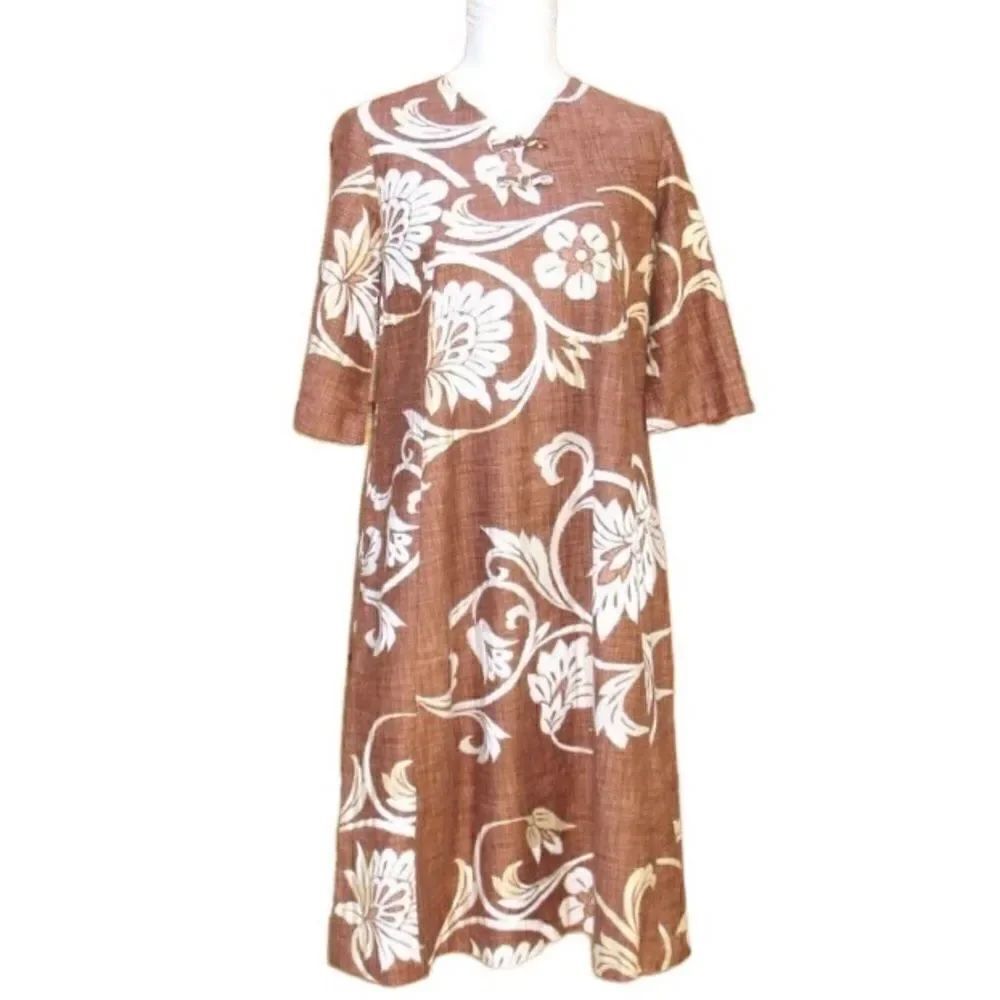 Vintage 70's Brown Cream Dress